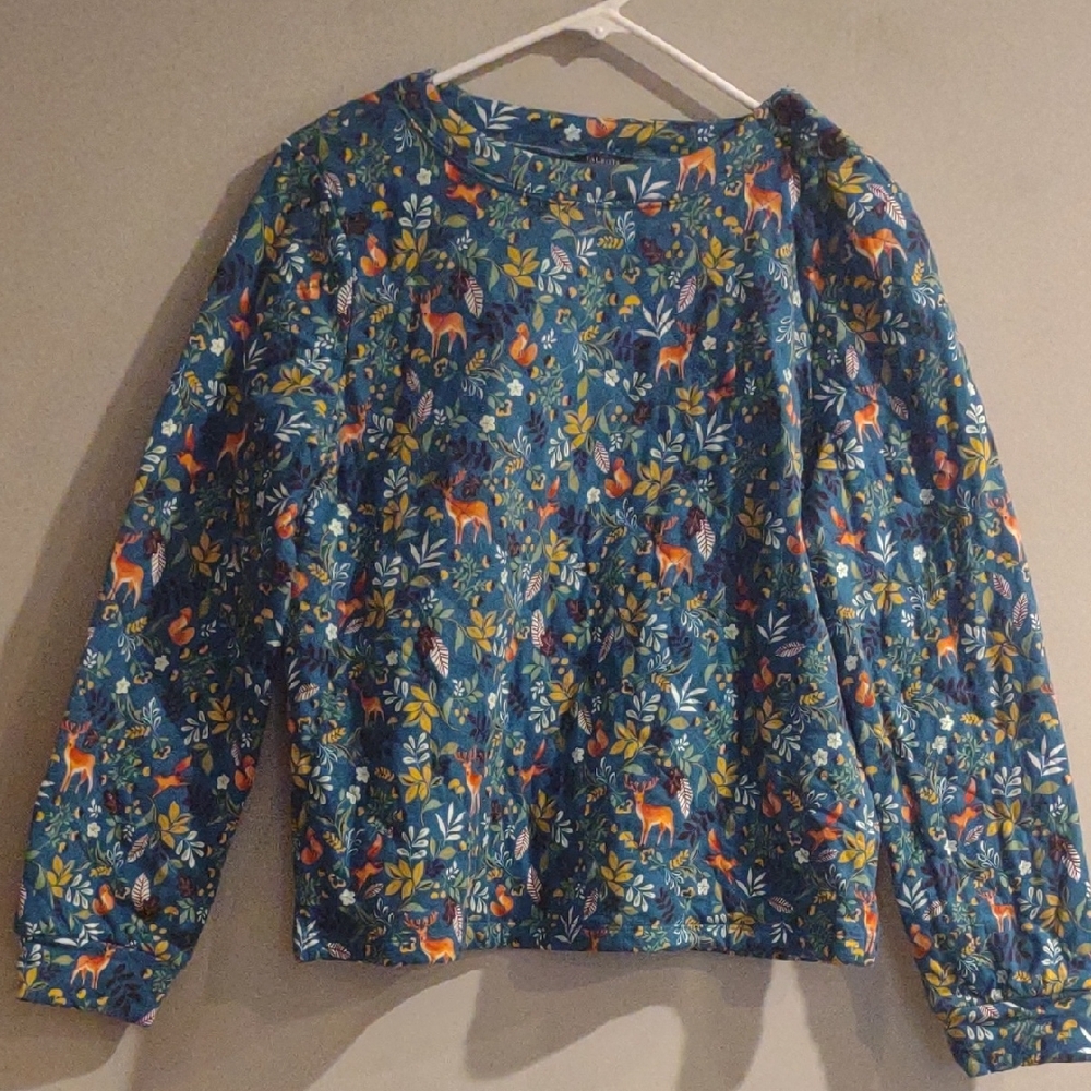 Talbots Women's Medium Woodland Ditzy Quilted Sweatshirt - Picture 1 of 7